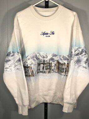 Abercrombie & Fitch Sweater Mens MD White Apres Ski Club Crew Neck Sweatshirt